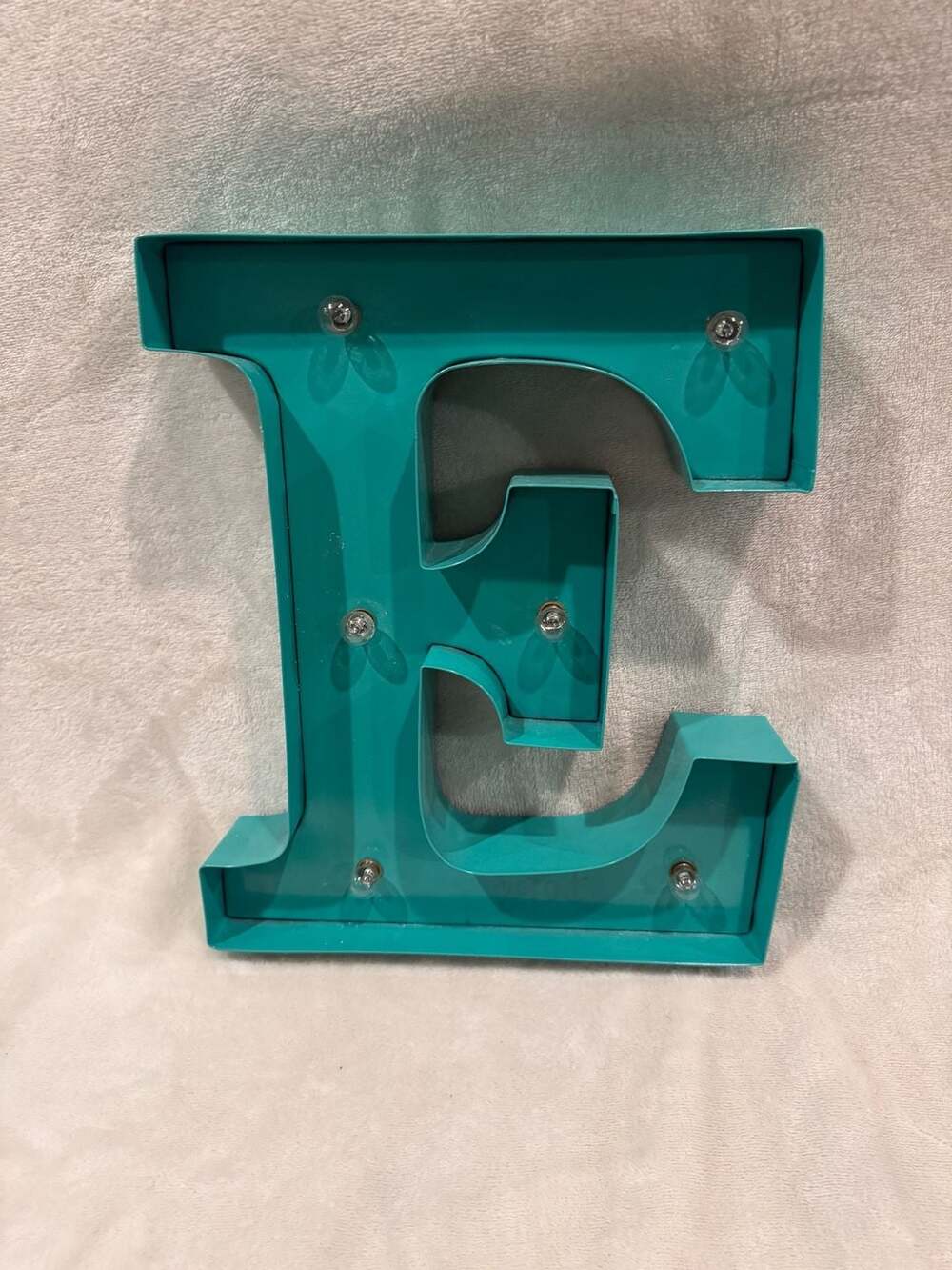 Decorative Teal Metal Letter E Marquee LED Light Sign